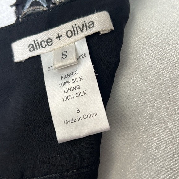Alice + Olivia 100% Silk Trapeze Embellished Dress Black Size Small NWOT! - Picture 12 of 14